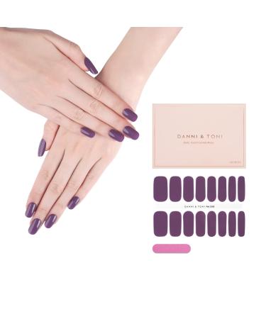 DANNI & TONI Semi Cured Gel Nail Strips Purple (Mulberry) Thin Version Gel Nail Stickers 16 Stickers