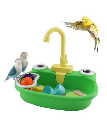 PINVNBY Parrot Bath Tub Bird Automatic Bathtub with Faucet Multifunctional Parakeet Shower Box Bird Bathroom Toys for Small Medium Birds