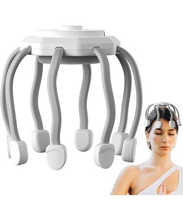 Electric Scalp Massager | Portable Head Massage Device with 10 Vibrating Contacts & 3 Modes for Hair Growth & Relaxation - White - Buy Online on GoSupps.com