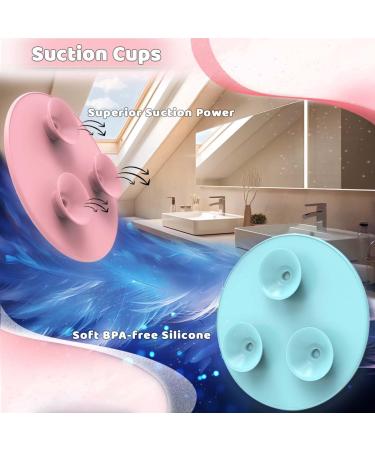 Silicone Makeup Brush Cleaning Mats Set of 2 - Portable Travel-Friendly Brush Cleaner Pads with Suction Cups | Ideal for All Brush Types (Pink & Blue - Buy Online on GoSupps.com
