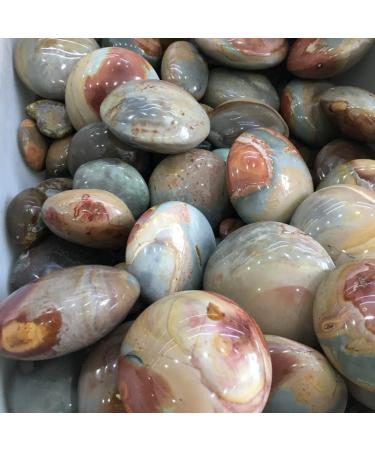 Gemstones for Decoration 1pcs Natural Ocean Stone Polychrome Jasper Round Palm Stone for Crystal JZIGTDEM - Buy Online on GoSupps.com