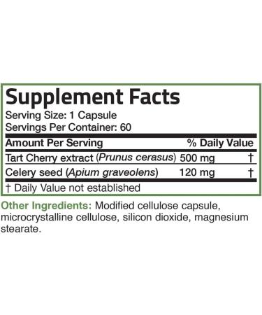 Bronson Tart Cherry Extract & Celery Seed Capsules - Uric Acid Cleanse, Joint Mobility & Muscle Recovery - 60 Veg Capsules - Buy Online on GoSupps.com