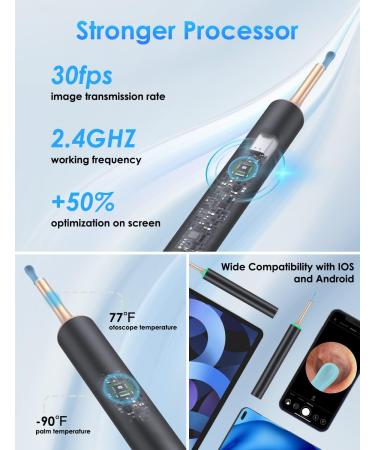 EARCLINA Ear Wax Removal Tool Kit - 1960P HD Ear Camera, WiFi Smart Cleaner for iPhone & Android - Black - Buy Online on GoSupps.com