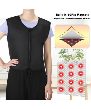 Shoulder Zippers Vest Self Heating Magnetic Therapy Waist Brace Posture Corrector Back Lumbar Pain Black Medium - Buy Online on GoSupps.com