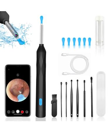 Ear Wax Removal Ear Wax Removal Tool Camera with 1440P Ear Cleaner with Camera and 7 Pcs Ear Set Earwax Removal Kit with 6 Led Lights for iPhone IPad Android Phones (Black)