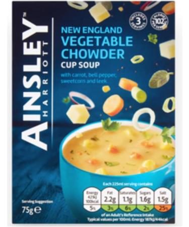 Cup Soup Bundle Consisting of Ainsley Harriott Chicken & Leek Cup Soup 60g x2 Vegetable Chowder 75g x2 Broccoli & Stilton 72g x2 Cream of Wild Mushroom 75g x2 (8 Pack) - Buy Online on GoSupps.com