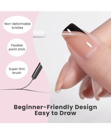 Gel Liner Nail Art Polish Set - 4 Pcs Black White Gold Silver Glitter Colors with Thin Brush - Soak Off LED Lamp Compatible - 0.33 fl. oz Each - Buy Online on GoSupps.com