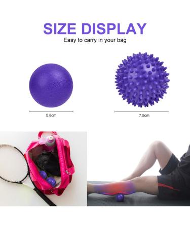 Uraqt Fascia Ball Set 2 Hedgehog Massage Balls for Muscle Tension Relief (Purple) | Perfect for Feet Back Neck & Hands - Buy Online on GoSupps.com