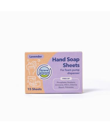 Brave Planet Foaming Hand Soap Refills Eco-Friendly Lavender Scented Sheets that are Biodegradable - Just Add Water to Dissolve & Refill 3-5 Bottles or Use Individually for Travel or Camping 15 Ct