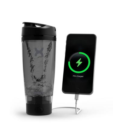 PROMiXX Charge Shaker Bottle - Device-charging Vortex Mixer with Supplement Storage and Easy-to-clean Tritan Cup (20oz | Black)