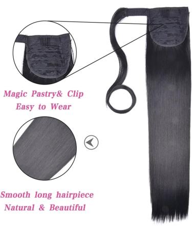 Ponytail Extension Long Straight Ponytail Extension 22 inch Wrap Around Ponytail Natural Synthetic Hair Extensions Clip in Straight Ponytail Hairpiece for Women Ponytail Hairpiece for Women (Color : 22inches Straight 4A - Buy Online on GoSupps.com