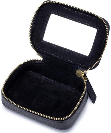Shop Aileder Mini Lipstick Case with Mirror - Real Leather Travel Makeup Bag for Women & Girls - Stylish Black Cosmetic Storage - Buy Online on GoSupps.com