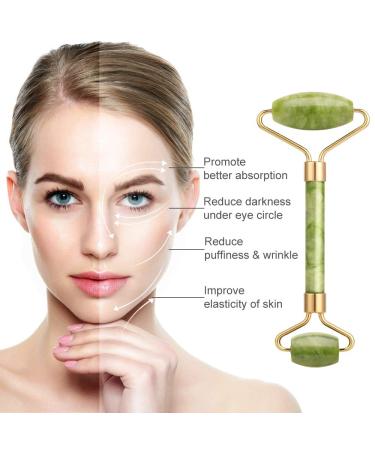 EMOCCI Jade Roller and Gua Sha Set - Facial Beauty Tools Kit for Anti-Aging and Muscle Relaxation - 100% Real Jade - Gift Box Included (Green) - Buy Online on GoSupps.com