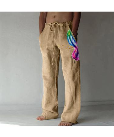 Shop Men's 54 Cotton Linen Pants with Lace Pockets | Summer 3/4 Training Pants & Comfort Fit | A1-Khaki Color - Buy Online on GoSupps.com