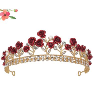 Lurrose Bridal Head Jewelry - Rose Design Wedding Hair Crown Rhinestone Tiara & Headdress for Girls - Pack of 1 - Buy Online on GoSupps.com