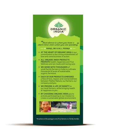 Organic India Tulsi Green Tea - 18 Infusion Bags (1.21 oz) | Stress Relief & Wellness - Buy Online on GoSupps.com