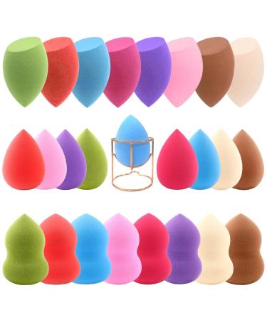 24 Pcs Makeup Sponge Set Egg/Oblique Olive/Gourd Shapes Foundation Blending Beauty Sponge Professional Makeup Applicators Blender with Sponge Holder Flawless for Liquid Cream Powder Multi-colored Makeup Sponges