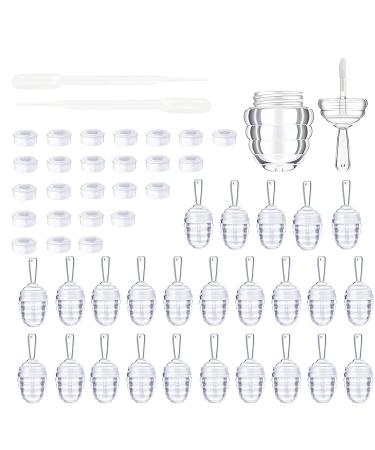 LipGloss tube in honey comb empty plastic lipGloss container mini-lip-to-glass container can be refilled with 2 plastic funnels for women and girls DIY cosmetics (transparent) 25 pieces