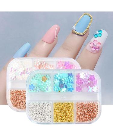 DIY Manicure Jewelry Acrylic Decor Crystal Caviar Beads Five Petal Flower Resin Candy Color Nail Rhinestones(D) - Buy Online on GoSupps.com