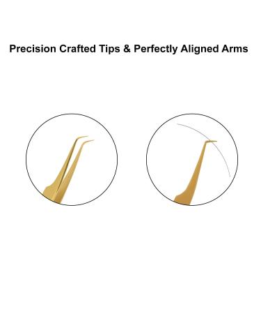 Professional Golden Lash Tweezers for Eyelash Extension - Japanese Stainless Steel, Precise 90 Angular Tip - Buy Online on GoSupps.com