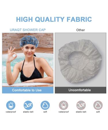 URAQT Waterproof Shower Caps for Women 6 Pack - Reusable, Elastic Band, Large Plastic, Bath Caps for Home, Spa, Salon - Keep Hair Dry - 6 pcs - Buy Online on GoSupps.com
