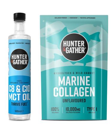 Hunter & Gather Optimal Keto Health Supplements (Bundle C8 & C10 MCT Thrive Fuel & Marine Collagen Powder) | Supplements for Men and Women Collagen & MCT Bundle
