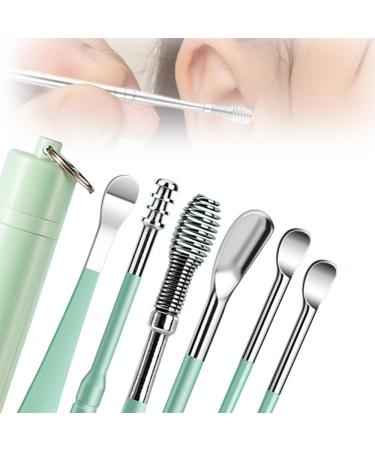 Earwax Cleaner Tool Set 2024 Upgrade Stainless Steel Ear Cleaner Sets Household Portable Manual Ear Wax Removal Kit for Men and Women /1459 Green 464895