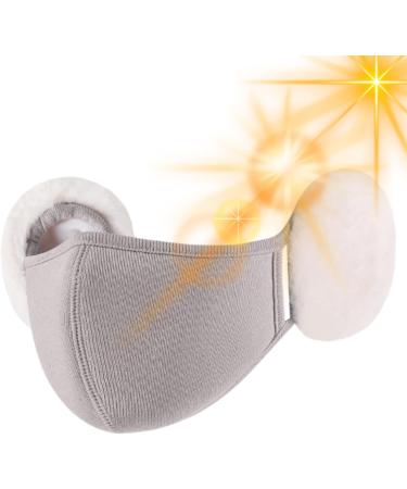 Kasmole Winter Face Cover for Women - Cloud Shape Rabbit Fur Ear Warmer | Soft Plush Gray Slim Face Protector - Buy Online on GoSupps.com