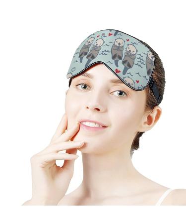 Cute Lovely Otters in The Sea Sleep Masks Eye Cover Blackout with Adjustable Elastic Strap Night Blindfold for Women Men Yoga Travel Nap - Buy Online on GoSupps.com
