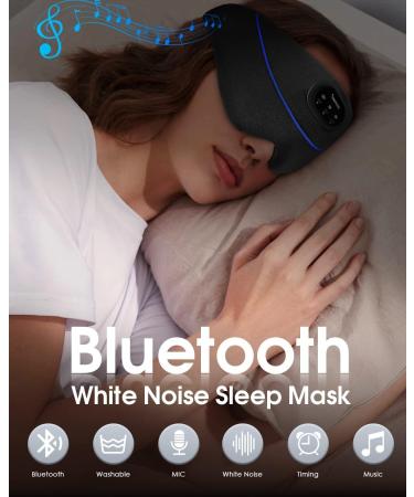 White Noise Sleep Mask Headphones with 34 Nature Sounds | Wireless & Sweat Absorbent Silk Eye Mask for Sleeping | Light Blocking & Timer | Best for Sleeper & Travel | All Black - Buy Online on GoSupps.com