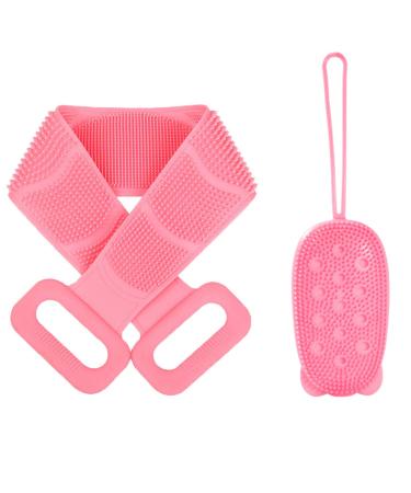Silicone Bath Body Brush Set  Silicone Back Scrubber Silicone Bath Body Brush for Body Exfoliation Back Cleaning Shower - 2 Pieces