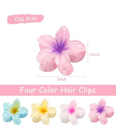 MiDoDo Hawaiian Flower Hair Clips for Women 4 Pack Flower Hair Claw Clips Plumeria Claw Clips for Thin Hair Large Claw Clips for Thick Hair Beach Tropical Hair Accessories for Girls Colorful - Buy Online on GoSupps.com