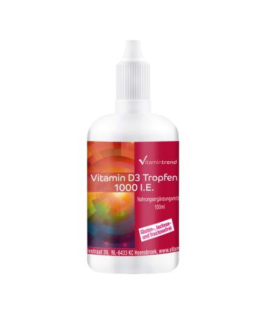 Vitamin trend Vitamin D3 per drop 1000 IU 100 ml High dosage liquid and produced in Germany Cholecalciferol Vitamintrend