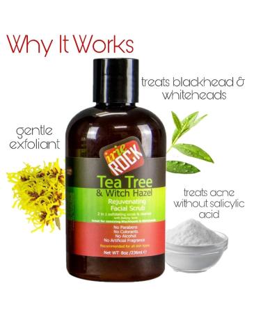 Tea Tree & Witch Hazel 2 in 1 Facial Scrub - Blackhead & Whitehead Remover with Baking Soda - 8oz for Clear Skin - Buy Online on GoSupps.com