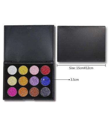 12 Colors Glitter Powder Makeup Palette - Professional Long Lasting Shimmer Eyeshadow | Mineral Pressed Glitter for All Skin Types - Buy Online on GoSupps.com