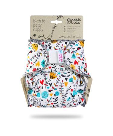 Petit Lulu night diaper | Maxi-Night diaper pants (7-16 kg) Velcro | Bamboo & organic cotton cloth diapers | Made in Europe (wildflowers)