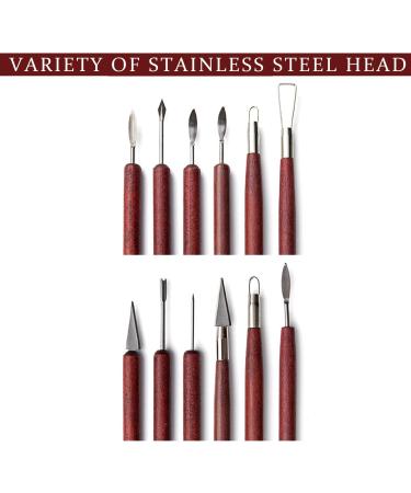 15Pcs Pottery Clay Sculpting Tools Set with Storage Case - Double-Ended Wood Carving Tools for Polymer Clay Modelling and Ceramic Embossing - Buy Online on GoSupps.com