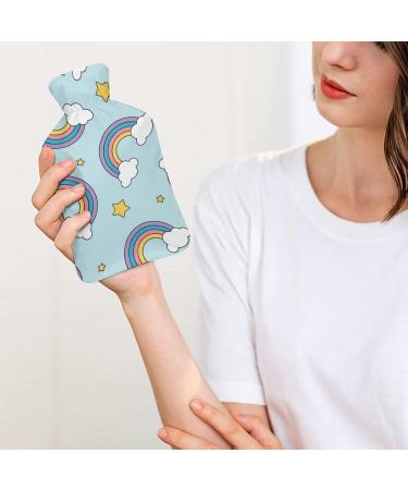 Stars Rainbow Hot Water Bottle with Plush Cover Hand Warmer for Adults & Kids 26.5x15.3cm Ideal for Cold Nights & Comfort - Buy Online on GoSupps.com