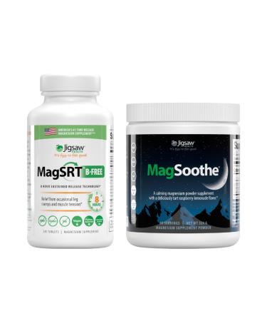 Jigsaw Health Magnesium Bundle | MagSRT (B-Free) 240 Tablets and MagSoothe (Raspberry Lemonade) 60 Servings (Jar)