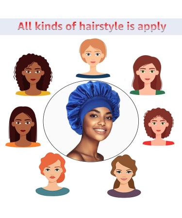 Satin Bonnet 3-Pack for Sleeping - Large Silk Bonnets for Black Women - Wide Soft Band Sleep Cap for Curly Hair - Set of 3 - Buy Online on GoSupps.com