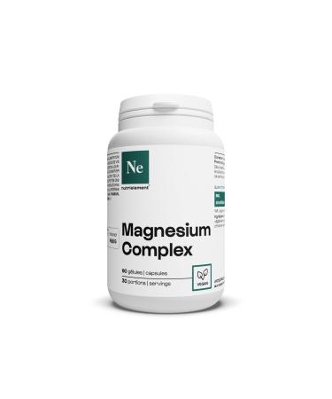Nutrielement - Magnesium Complex - 60 Capsules - L-Pidolate + Magnesium Citrate + Magnesium Bisclycinate - Dietary Supplement Fatigue Nervous System Energy - High Bioavailability