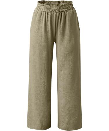 GETBEE Women's Wide Leg Lounge Pants with Pockets - High Waisted Palazzo Flowy Trousers in Army Green - Buy Online on GoSupps.com