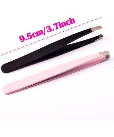 Buy Jojomis Professional Slant Tip Eyebrow Tweezers - Stainless Steel Makeup Tool 2 Pack | International Shipping Available - Buy Online on GoSupps.com
