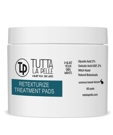 2% Glycolic Acid 2% Salicylic Acid Pads Acne Treatment - Mild Strength for Sensitive Skin - Witch Hazel Pads - Acne Solutions - For Facial Exfoliating and Smoother Looking Skin 60 Face Pads