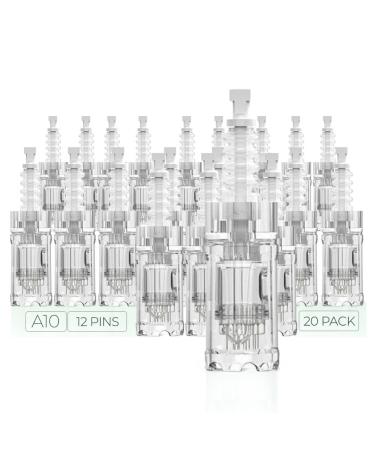 Dr. Pen Ultima A10 Replacement Cartridges - (20 PACK) - 12 Pins (0.25mm) Bayonet Slot - Disposable Replacement Parts