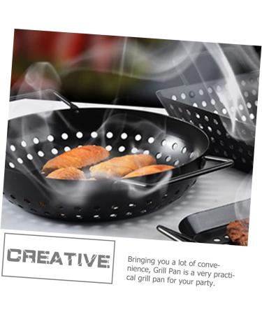 Toddmomy 2pcs Portable Round Baking Pan Non Stick Fry Pan Grill Trumpet Accessories Camping Accessories Baking Dishes for Oven Household BBQ Pan BBQ Supplies Vegetable with Holes Iron Tool - Buy Online on GoSupps.com