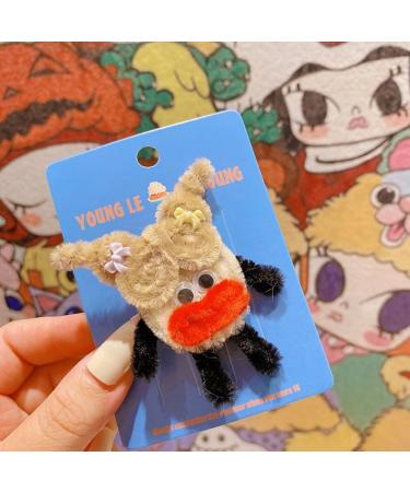 hgnxa Creative Sausage Mouth Girl Shape Hairpin for Girls Carnival Taking Photo Hair Clip Aesthetics Plush Hair Accessories Girl with round face - Buy Online on GoSupps.com