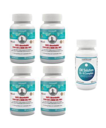 NANOWELL Sean Lee's iBone Cal Mag 120 Vegetable Capsules X 4 Bottles + 1 Bottle of DK Solution - Bone Health Calcium and Immune Support Supplement (120 Count (Pack of 4) + DK Solution)
