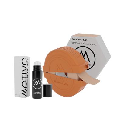 Motivo Advanced Scar Care Bundle: Scar Tape & Roller Serum (10ml) | Water & Sweat Resistant Long-Lasting Suitable for All Skin Types | Ideal for Surgical C-Section Trauma & Acne Scars | Fair