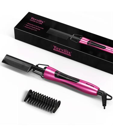 Terviiix Electric Hot Comb for Wigs Afro Hair & Beard Anti-Scald Pressing Comb for Natural Black Hair with Keratin & Argan Oil Infused Teeth Temperatures Adjustable 60 Min Auto Shut Off Pink - Buy Online on GoSupps.com